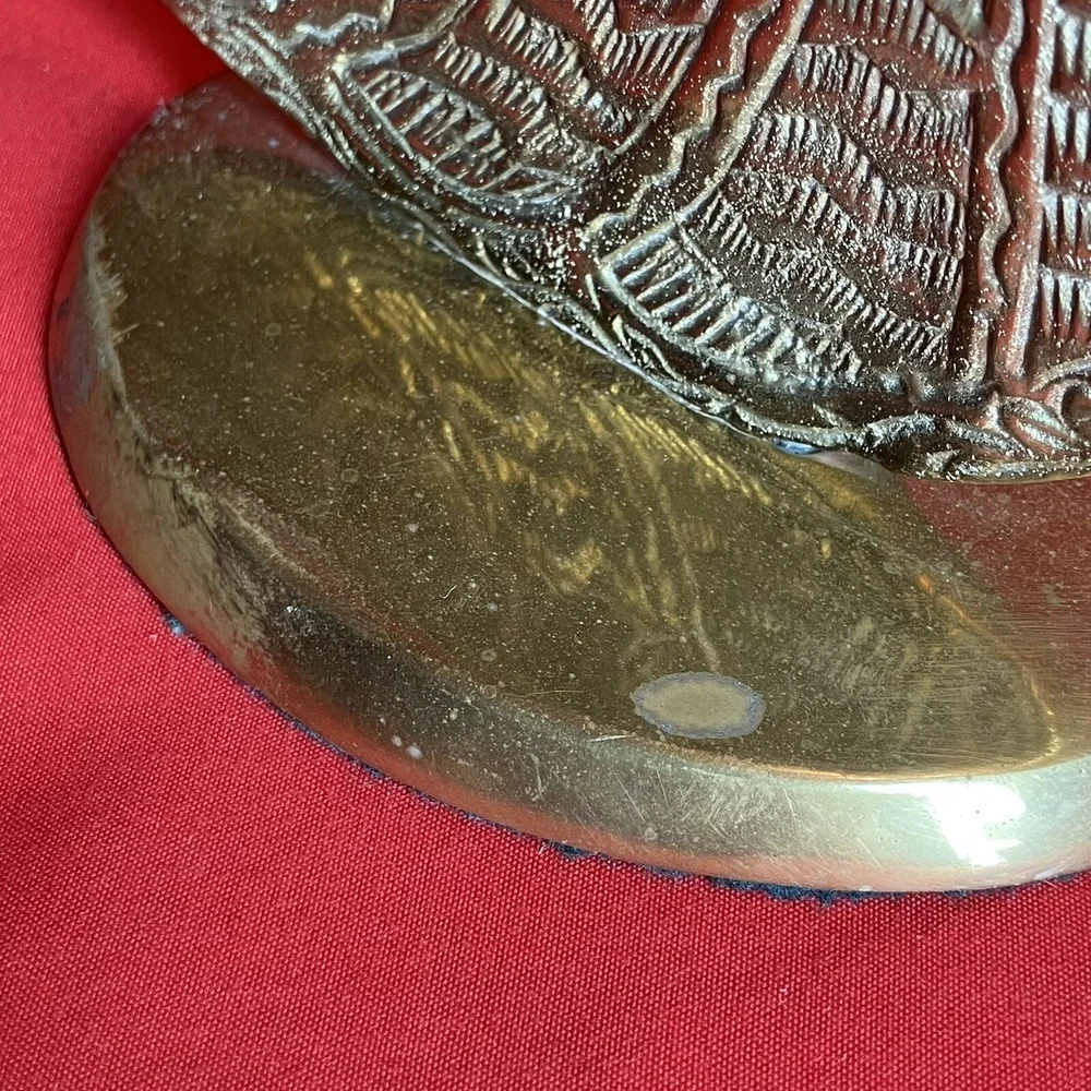 Vintage 9" Angel / 2D /‎ Etched Solid Brass / Flowing Dress Wings / Decor / Flaw - Picture 6 of 13